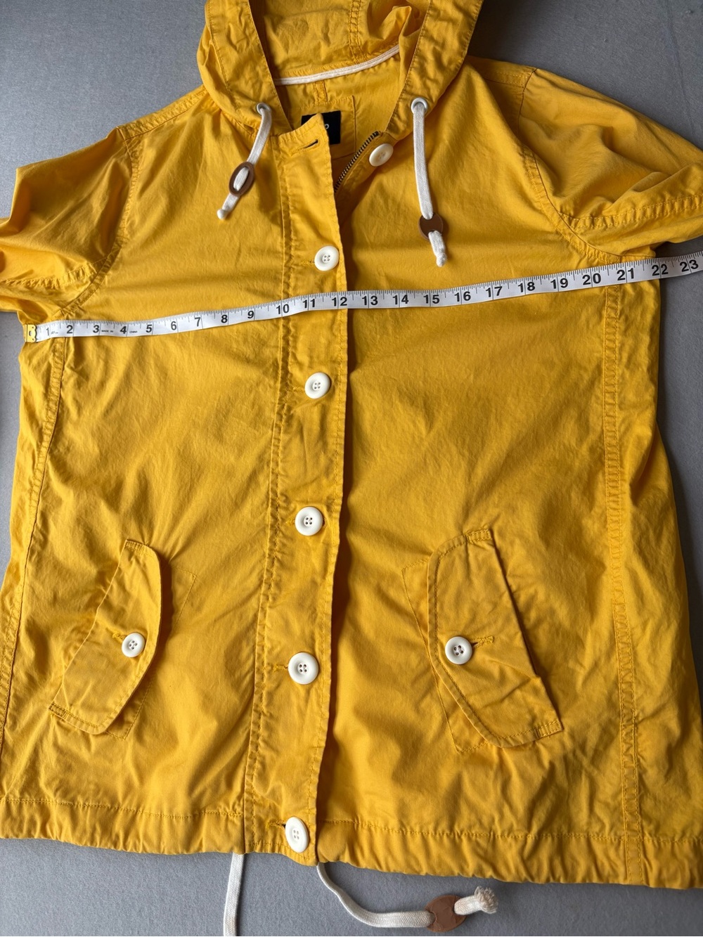 Y2K Gap Yellow Hooded Button-Up Anorak Nautical Retro Jacket Sz L 100% Cotton - Picture 8 of 10